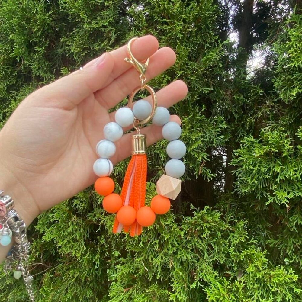 Orange Beaded keychain
